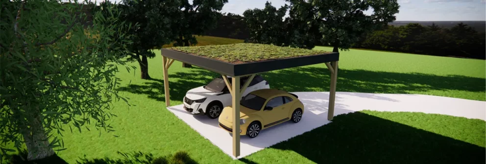 Carport toit plat végétalisé gamme standard - BatiBarsun