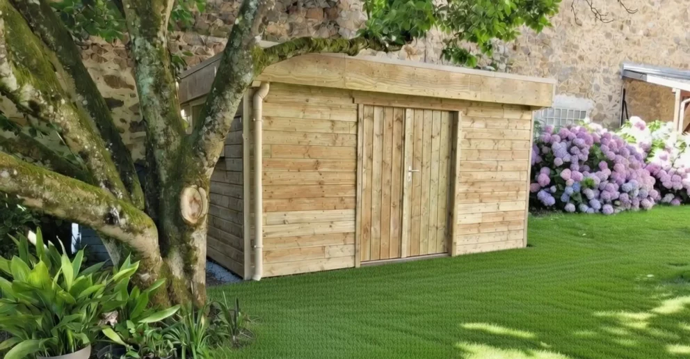 Petit abri de jardin ossature bois avec bardage en épicéa - BBS