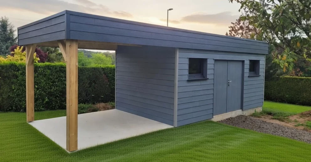 Abri de jardin, toit plat, porte double - BBS