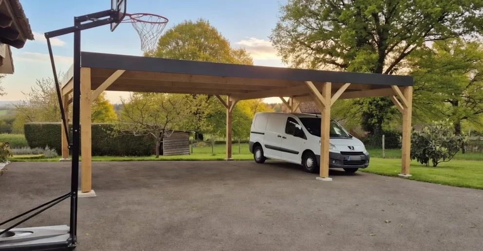 Carport bois, indépendant. Toit plat - BBS