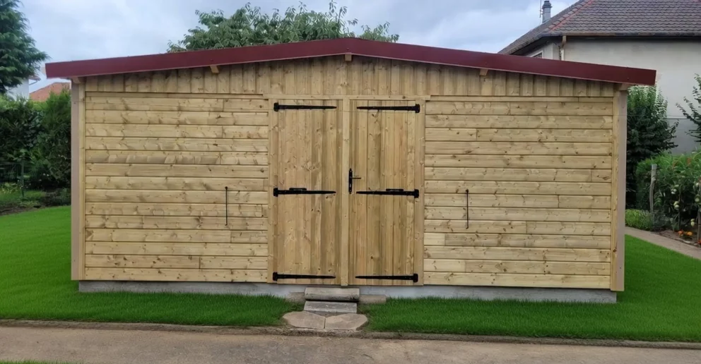 Abri de jardin, toit plat, porte double - BBS