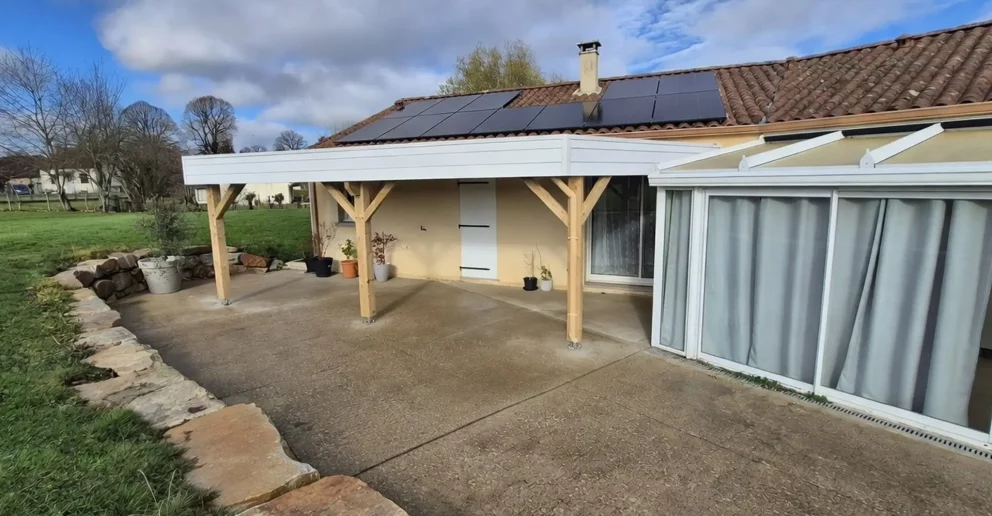 Pergola accolée, ossature bois - BBS