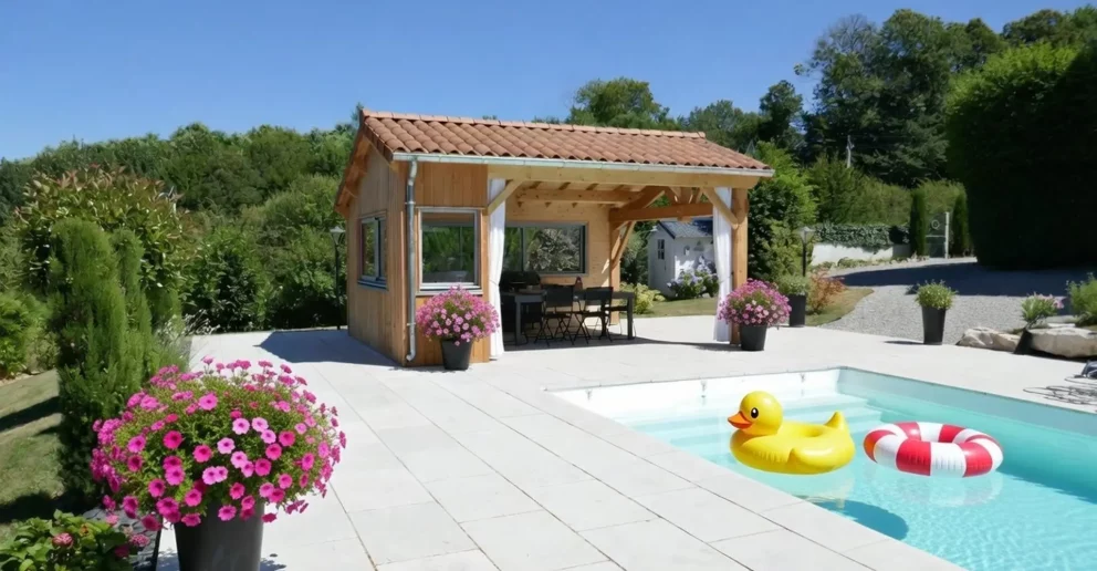 Pool house ossature bois, toit double pente - BBS