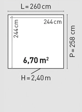 Plan toit double pente 260x258 cm - BBS