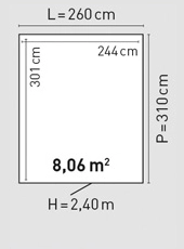 Plan toit double pente 260x310 cm - BBS