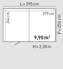 Plan toit double pente 395x250 cm - BBS