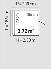 Plan toit simple pente 200x186 cm - BBS