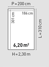 Plan toit simple pente 200x310 cm - BBS