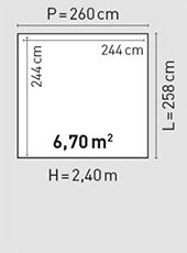 Plan toit simple pente 260x258 cm - BBS