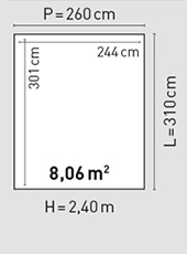 Plan toit simple pente 260x310 cm - BBS