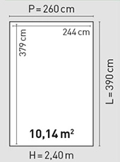 Plan toit simple pente 260x390 cm - BBS